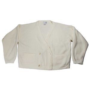 VTG 70s Chance Encounters Double Breast Knit Cardigan Sweater Boxy Nautical